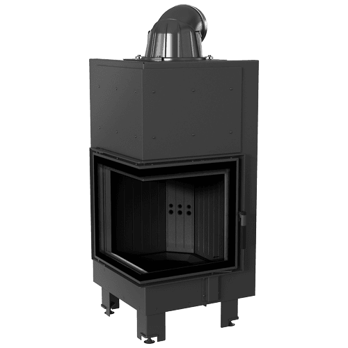 Steel fireplace KRATKI MBN left 8 kW Ø 200 black thermotec