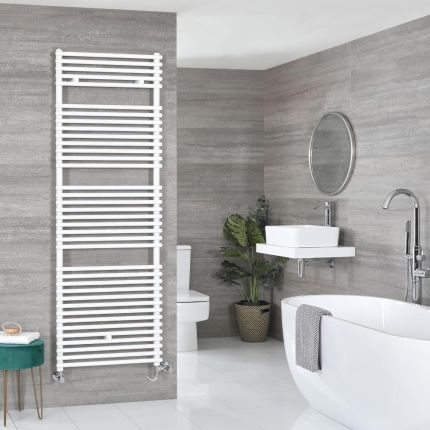 Milano Arno Dual Fuel - White Bar on Bar Heated Towel Rail - Choice of Size