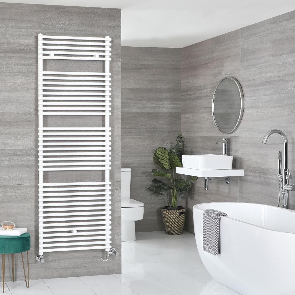 Milano Arno Electric - White Bar on Bar Heated Towel Rail - Choice of Size and Element