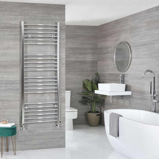 Milano Kent Dual Fuel - Curved Chrome Heated Towel Rail - Choice of Size