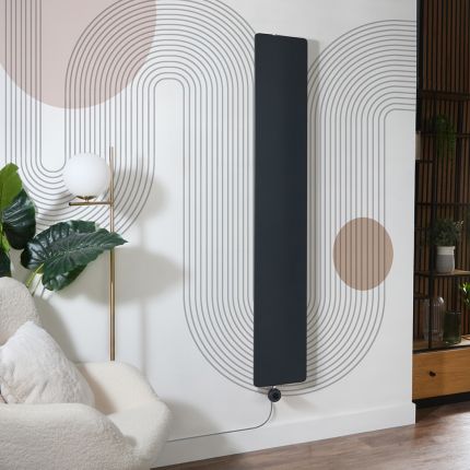 Milano x ECOSO Ria - Wi-Fi Electric Anthracite 1800mm Flat Panel Vertical Designer Radiator