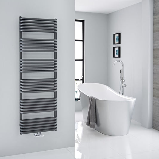 Milano Bow - Anthracite D Bar Heated Towel Rail - Choice of Size