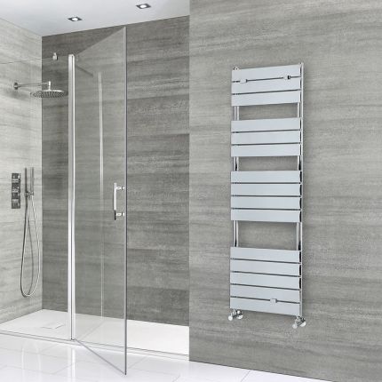 Milano Lustro - Designer Chrome Flat Panel Heated Towel Rail - Choice of Size