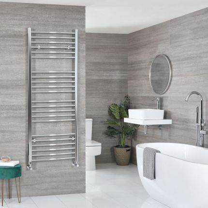 Milano Kent Electric - Curved Chrome Heated Towel Rail - Choice of Size and Element