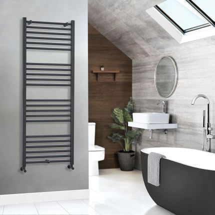 Milano Artle Dual Fuel - Curved Anthracite Heated Towel Rail - Choice of Size