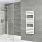 Milano x ECOSO Lustro Electric - Designer White Flat Panel Heated Towel Rail - 1200mm x 450mm - with Thermostatic Wi-Fi Heating Element